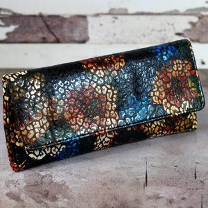HOBO SADIE Leather Trifold Wallet HYDRANGEA